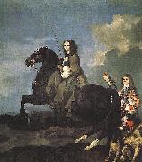 Sebastien Bourdon Queen Christina of Sweden on Horseback Spain oil painting artist